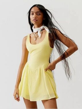 silence + noise Pale Yellow Scoop-Neck Mini Dress